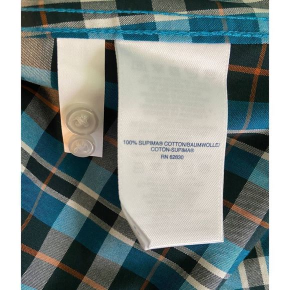 NWOT Land's End  No Iron Supima Teal Plaid Dress Shirt Size 4 - Picture 4 of 8